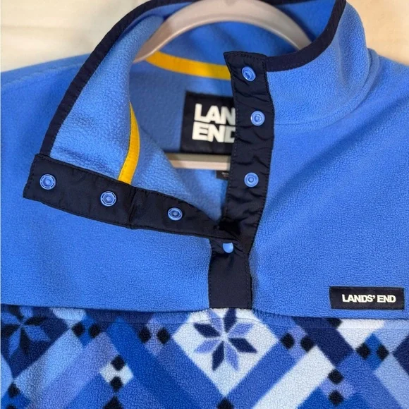 Lands End Women's 3/4 Snap-up Pullover Fleece Blue Size XL - Picture 4 of 9
